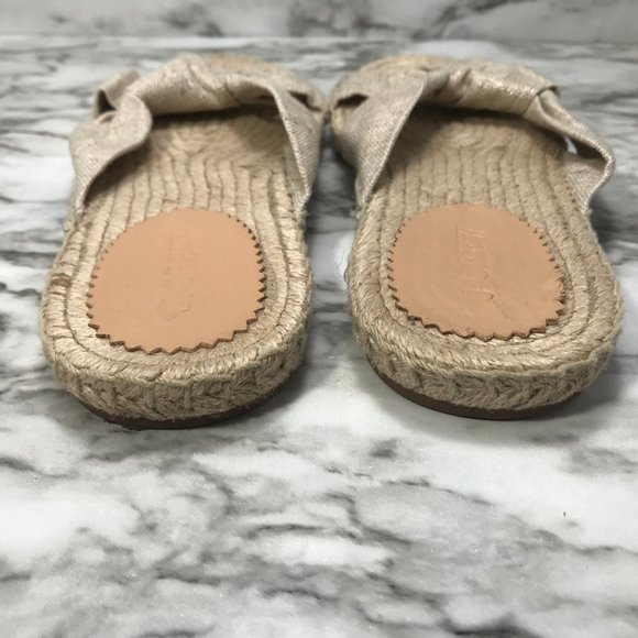 J Crew Knotted Espadrille Tan Gold Tone Slides 8 - Picture 4 of 8